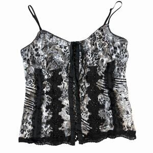Loana 2006 Cropped Lace Whimsygoth Bustier Corset Cami Top With Beads Size M
